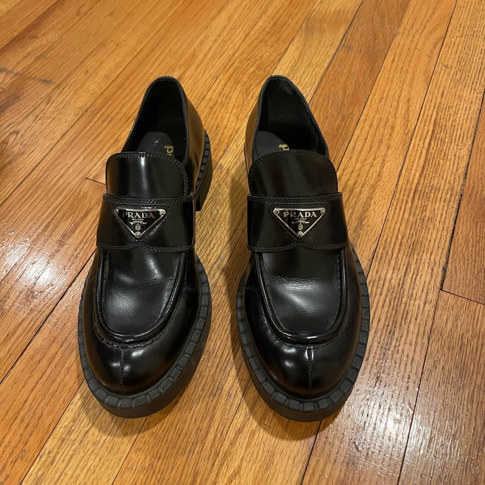 Prada Logo Leather Loafer
